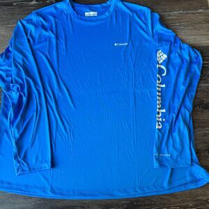 Columbia Omni-Shade Long Sleeve Men’s 3X Tall Blue UPF 50 Hiking Fishing Outdoor